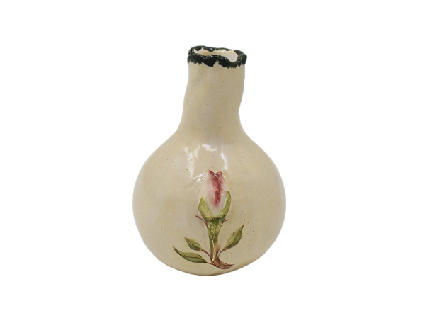 Mini vaso bexiga com aplicação botão de rosa