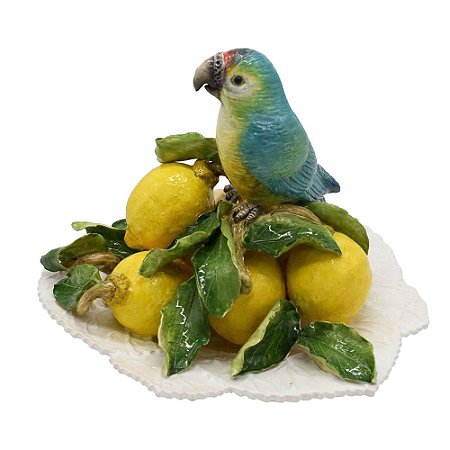 Pássaro na Folha com Limões em cerâmica Zanatta Casa