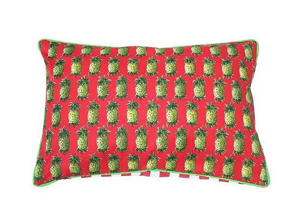 Capa de Almofada abacaxi vermelha e verde 33x47 cm (rim)