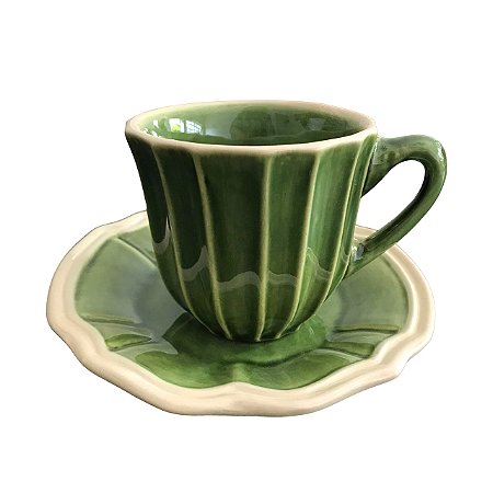 Xícara de chá casual verde com faiança Zanatta Casa