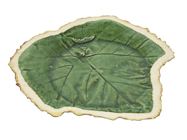 Folha de uva verde P com borda faiança Zanatta Casa