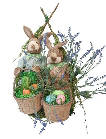 Guirlanda de páscoa 2 coelhos com lavanda