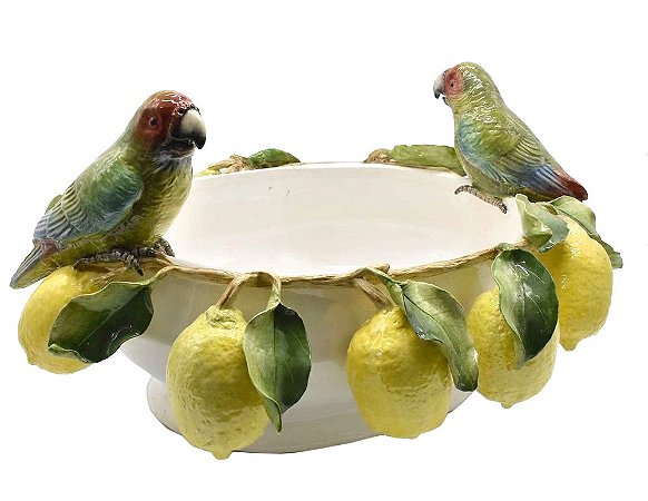 Floreira P com borda limões e casal papagaio Zanatta Casa