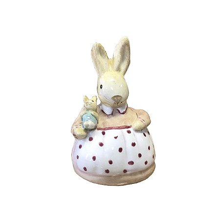 Mini coelha com filhote e avental de bolinhas Zanatta Casa