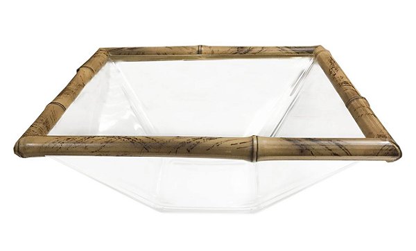 Saladeira quadrada G bambu e vidro