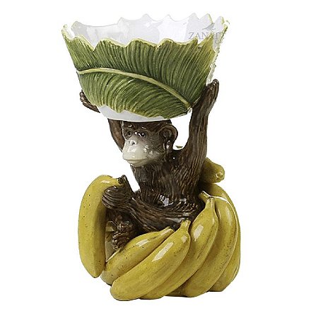 Macaco na penca de banana com bowl na cabeça zanatta casa