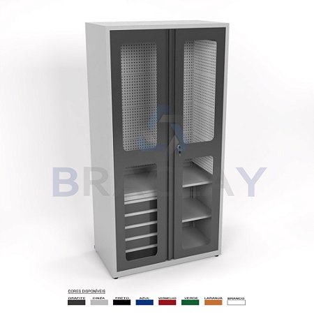Armário Industrial Modular Alto 05 Gav. Painel perfurado 1000x2000x550mm BRA-1100GPA FLEX BRACLAY