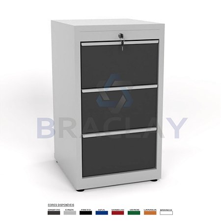 Gaveteiro Industrial Modular 3 Gavetas 500x900x550MM BA-1150 ERGOFLEX BRACLAY