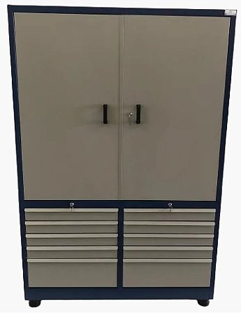 Armário Industrial para ferramentas C/ 2 prateleiras, painel perfurado e 10 gavetas BRA-2125GP BRACLAY