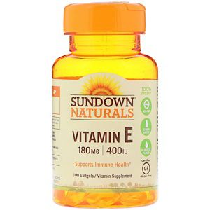 Sundown Naturals, Vitamina E, 180 mg (400 IU), 100 Cápsulas Gelatinosas -  Original Vitaminas