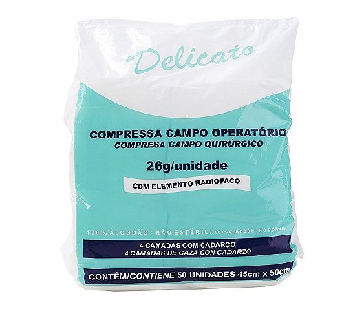 Compressa Campo Operatório Delicato 26g 45x50cm c/ 50 Un. Cremer