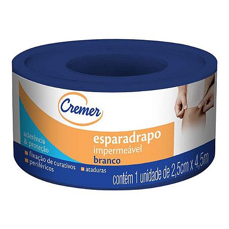 Esparadrapo Impermeável Branco 2,5cm x 4,5m Cremer