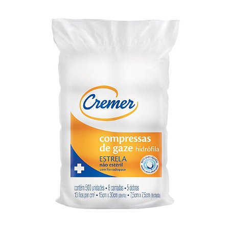 Compressa Estrela 10X10cm NÃO ESTÉRIL 500 un Cremer