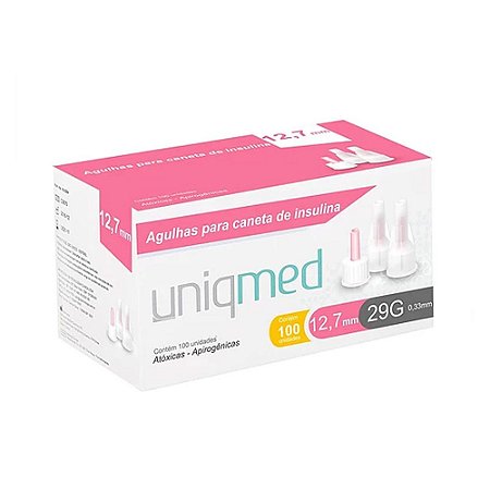 Agulha para Caneta de Insulina 12,7mm 29G caixa c/100un Uniqmed