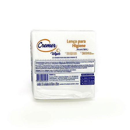 Lenço para Higiene Cremer Wipes pacote c/50un Cremer