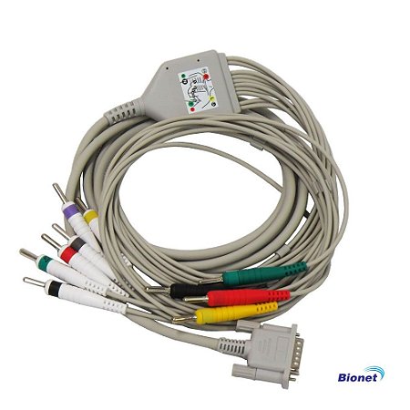 Cabo ECG Paciente 10 vias Tipo BANANA para Eletrocardiógrafo Bionet