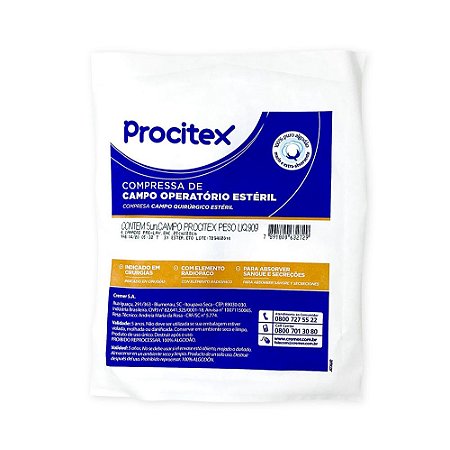 Compressa Campo Operatório 25x28cm Pacote c/ 5 Un. Procitex