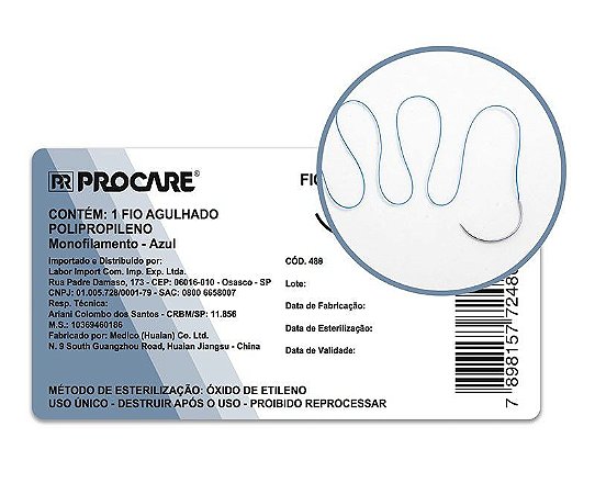 Fio Agulhado Polipropileno 0 Agulha 35mm Unidade Procare