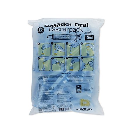 Dosador Oral 10mL pacote com 80 un. Descarpack