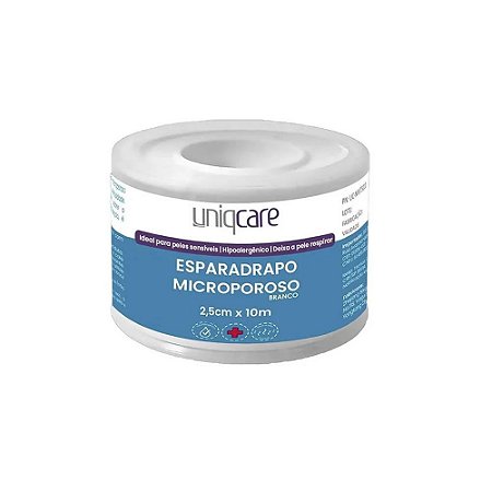 Esparadrapo Microporoso Branco 2,5cm x 10m Uniqcare