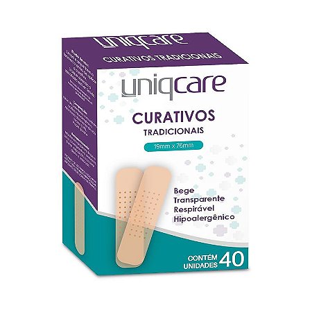 Curativo Adesivo Tradicional Bege C/40 Un. Uniqcare