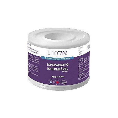 Esparadrapo Impermeável Branco 5cm x 4,5m Uniqcare