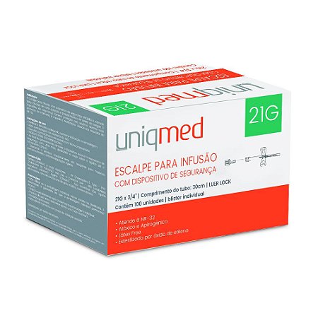 Escalpe com Dispositivo de Segurança 21G c/100 un. Uniqmed