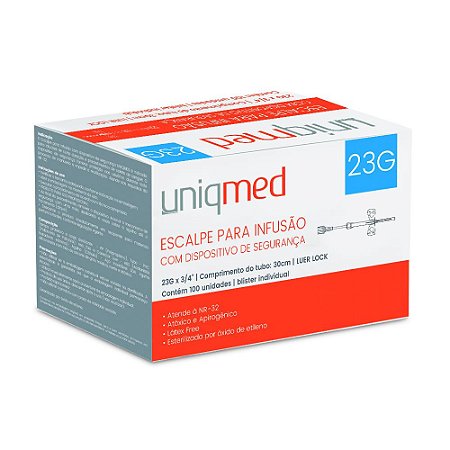 Escalpe com Dispositivo de Segurança 23G c/100 un. Uniqmed