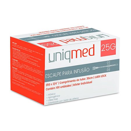 Escalpe SCALP 25G Luer Lock c/100 un. Uniqmed