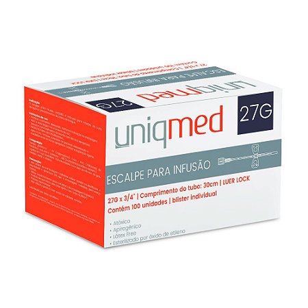 Escalpe SCALP 27G Luer Lock c/100 un. Uniqmed