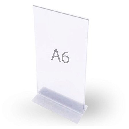 Display T - A6 - Larg.10 x 15cm Alt. Vertical em Acrilico Transparente