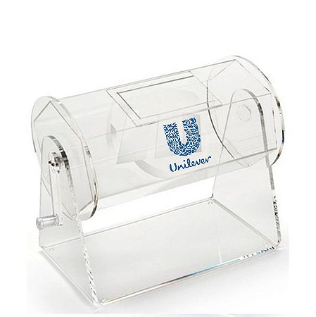 urna de acrilico giratoria  20cm x 23 Ø adesivo