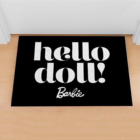 Capacho Frase - Hello Doll Preto Com Branco