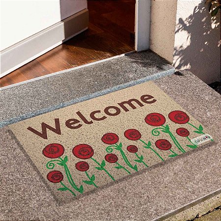 Capacho Frase - Welcome Floral