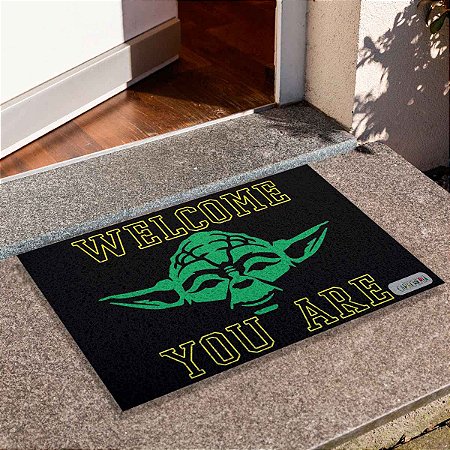 Capacho Frase - Welcome You Are Yoda Amarelo/Verde
