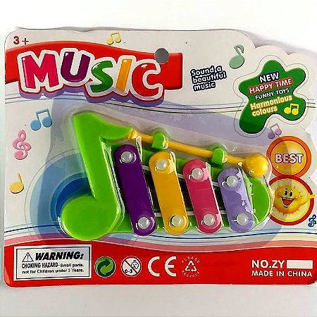 Xilofone Notas Musicais - Brinquedo Musical - 12 x 6 cm- Cores Sortidas - AB7368