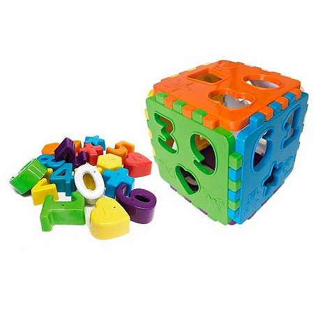 Brinquedo Educativo Pedagógico Educa Mais  - Cubo Didático de Encaixe - BQ7010S-0675- Kendy