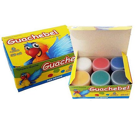 Tinta Guache escolar - Guachebel - com 6 cores - 5062