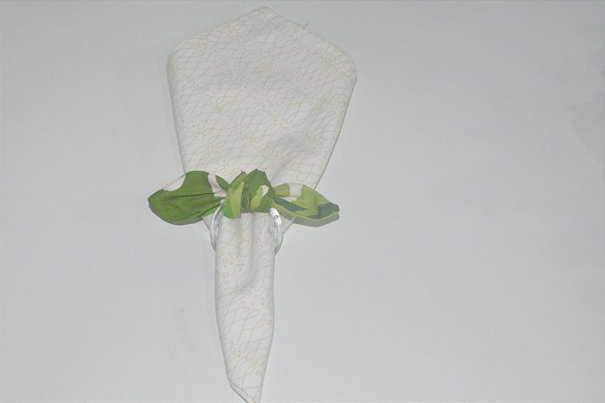 Porta Guardanapo de tecido verde com branco