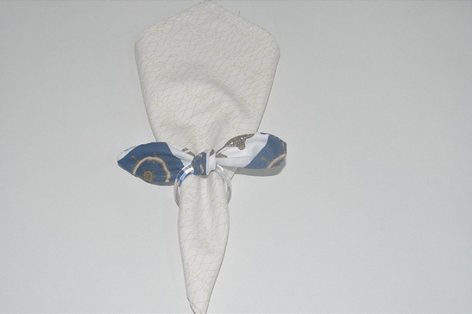 Porta Guardanapo de tecido fundo branco e azul com ancoras
