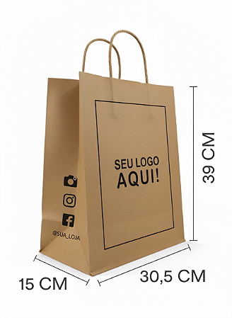 🔥 1.000 Sacolas Delivery Personalizadas – Impressão em 2 Cores nos 2 Lados + Laterais ! Medidas: 15 x 39 x 30,5 cm – Com Alças Reforçadas