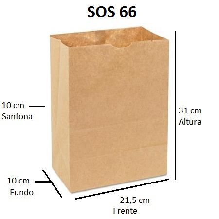 5,000 unidades Sacos Delivery 80 gramas - SOS 66 - Sem Alças - Impressão 2x2