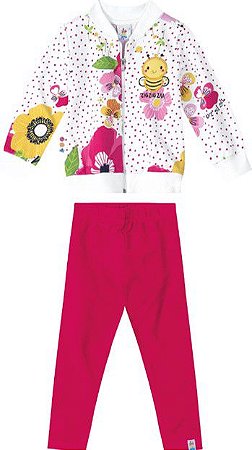 Conjunto Moletom Bebê Menina Flores Rosa - Malwee Zig Zig Zaa