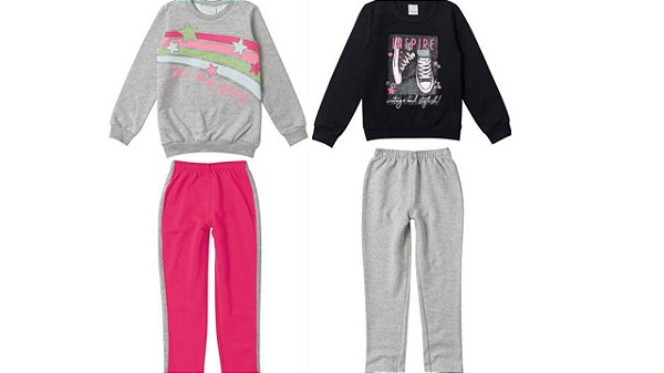 COMBO PAGUE 1 LEVE 2 Conjuntos Moletom Flanelado Infantil Menina Malwee