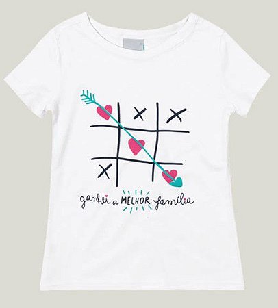 Blusa Manga Curta Adulto Feminina Branca Coleção Família - Malwee