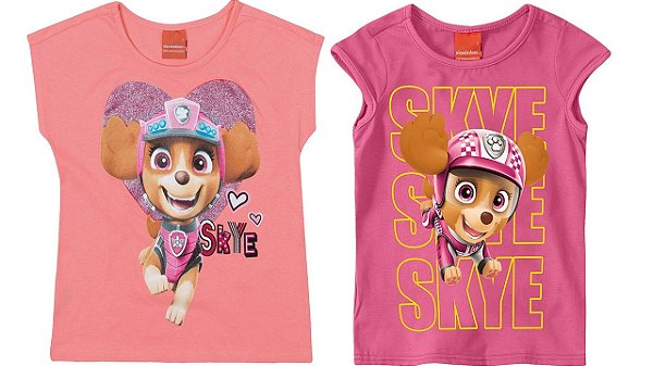 COMBO PAGUE 1 LEVE 2 Blusas Manga Curta Infantil Patrulha Canina Malwee