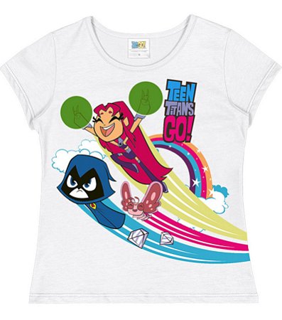Blusa Manga Curta Infantil Menina Teen Titans Go Branca - Marlan