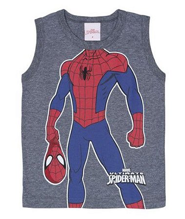 Regata Bebê Menino Homem Aranha Cinza - Brandili