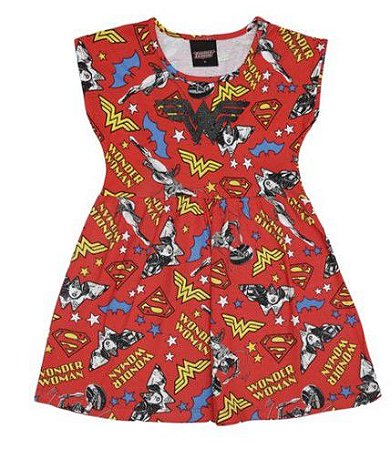 Vestido Mulher Maravilha - Vermelho e Amarelo - Brandili