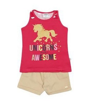 Conjunto Bebê Menina Unicórnio Rosa - Rovitex